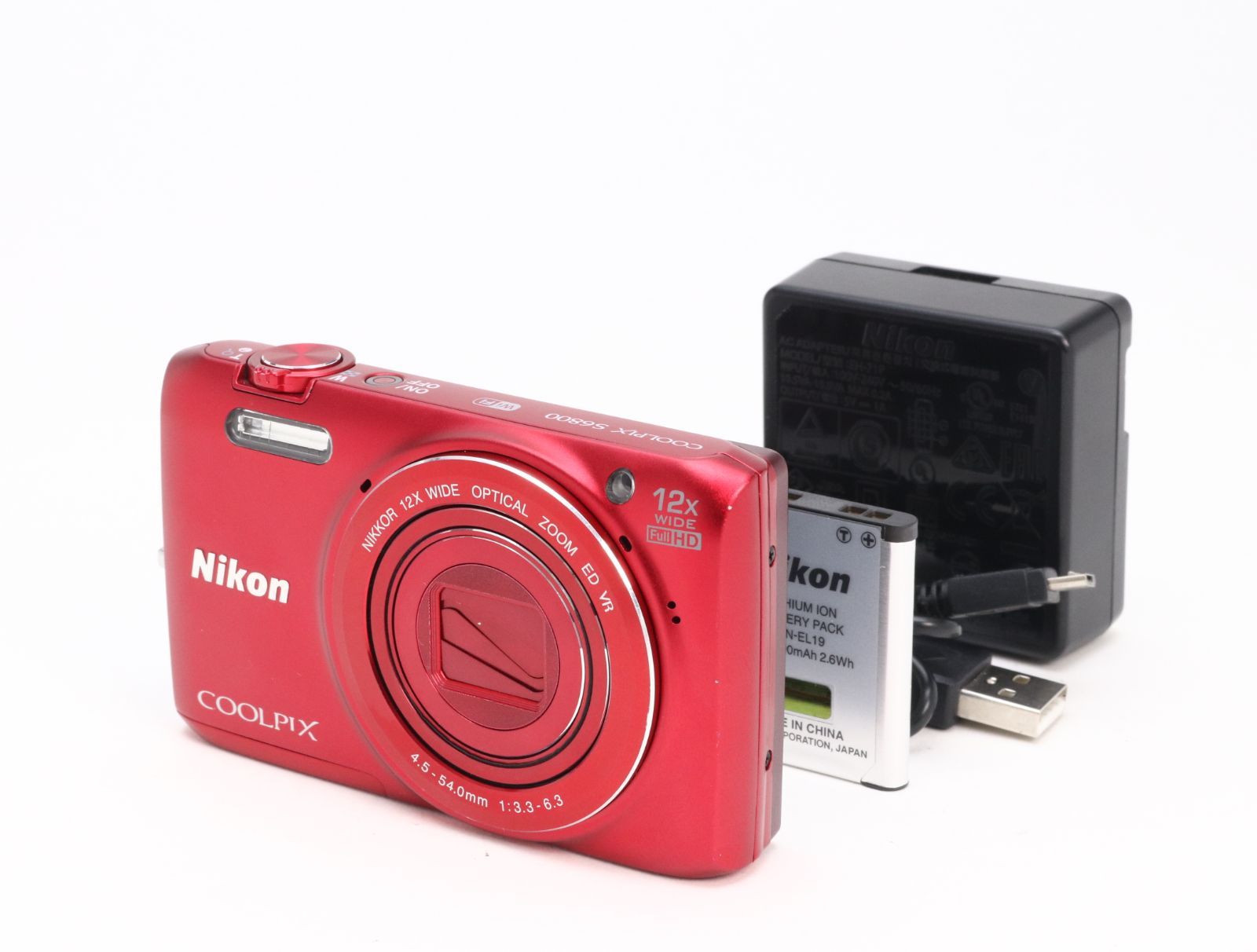 AB- (良品) Nikon ニコン COOLPIX S6800 ラズベリーレッド 初期不良返品対応 55-53