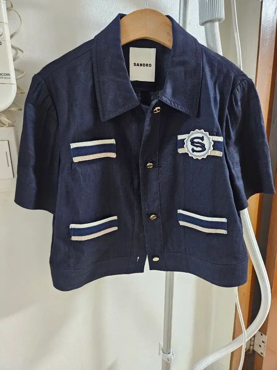 SANDRO サンドロ ネイビー 半袖 ジャケット