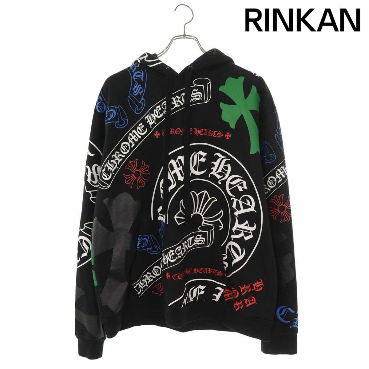 クロムハーツ STENCIL HOODIE ステンシルプリント総柄プルオーバーパーカー メンズ M