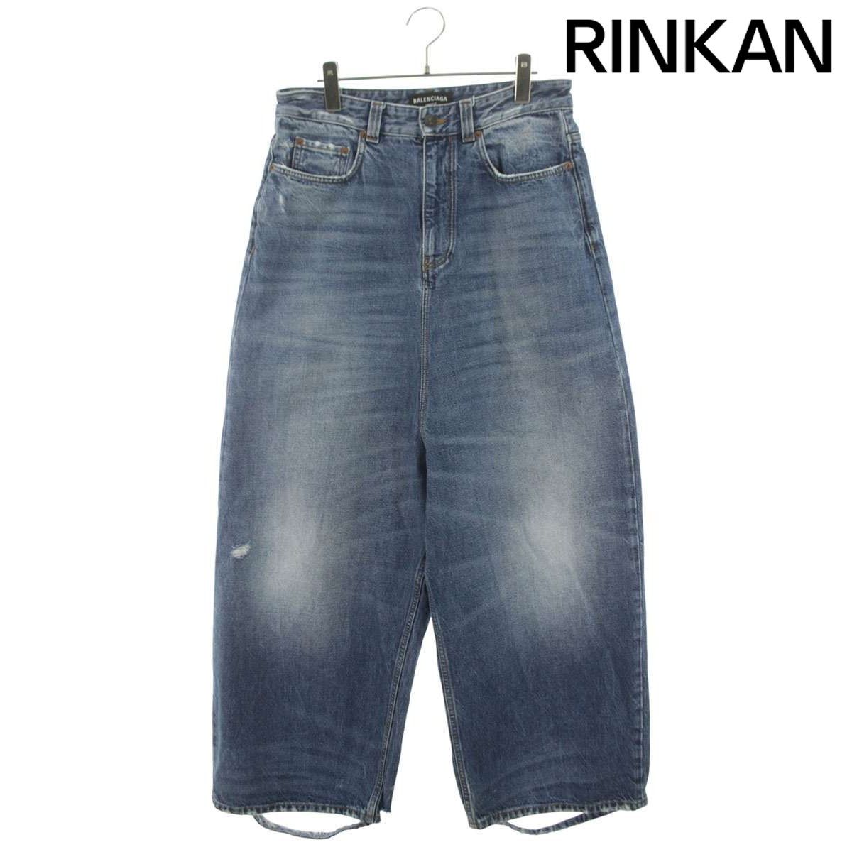 バレンシアガ 22AW 706652 TBP45 クラッシュ加工ウォッシュドバギーデニムパンツ メンズ S