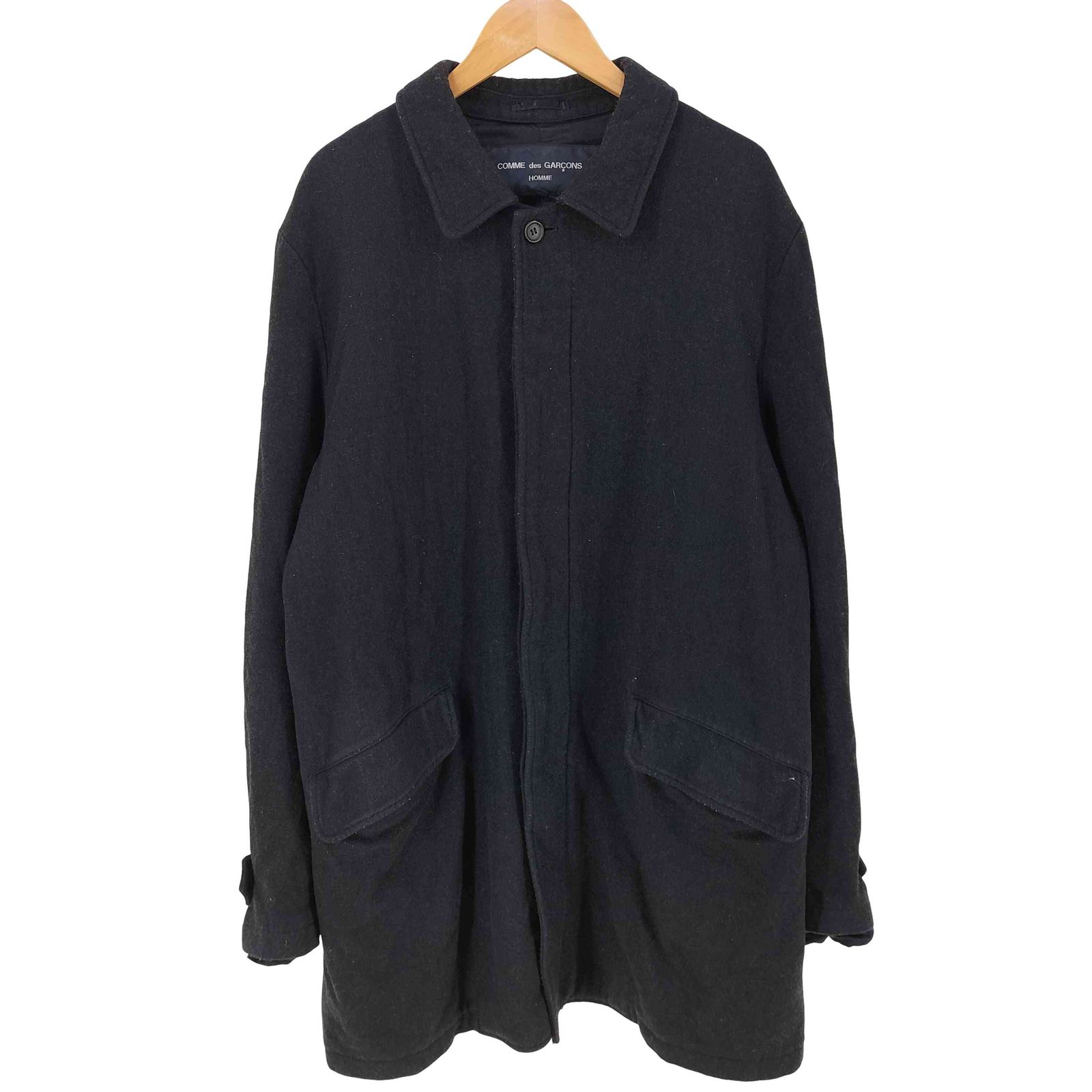 コムデギャルソンオム COMME des GARCONS HOMME AD2015 AW 比翼 ウールステンカラーコート メンズ M