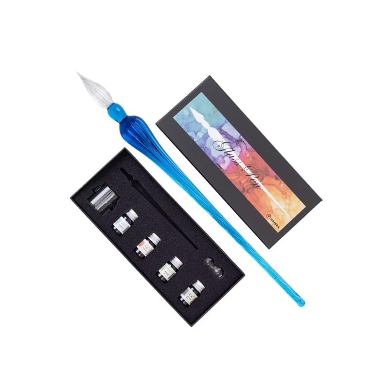 【新品】 ZAIDEA ガラスペン ディップペン つけペン インク付き ペン 4/ブルー 1