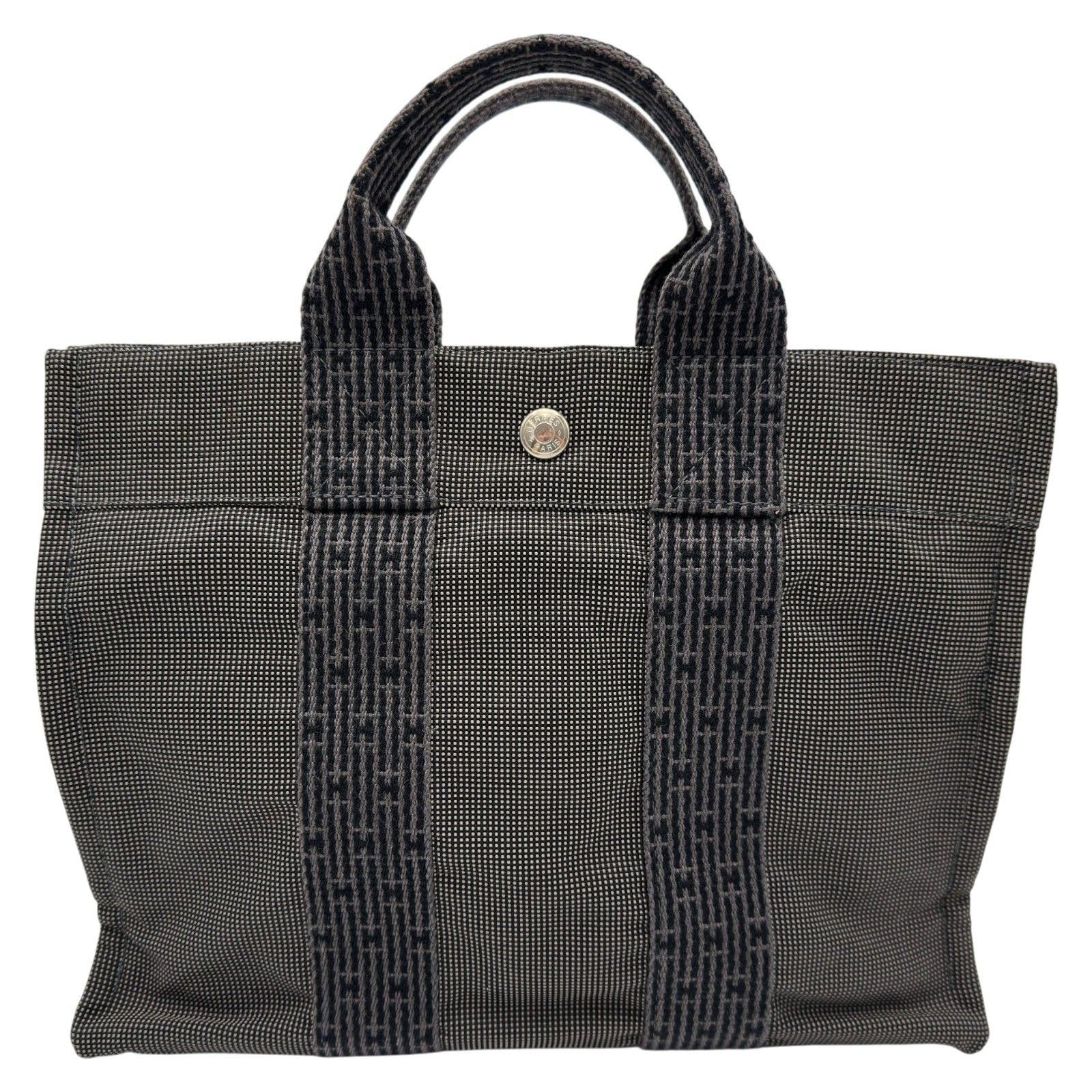 エルメス HERMES エールライントートPM グレー ナイロンキャンバス レディース トートバッグ