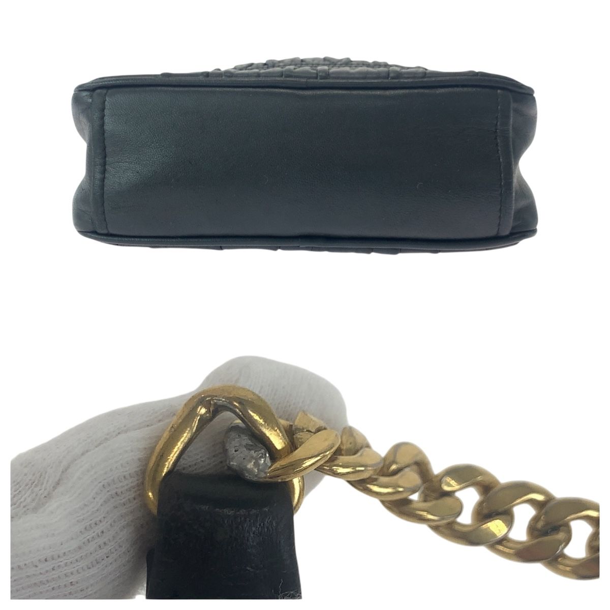 美品 PRADA プラダ ナッパレザー ギャザー ブラック 黒 ゴールド金具 レザー 1BH112  チェーンショルダーバッグ レディース 501990 【中古】 楽天市場】美品 PRADA プラダ ナッパレザー ギャザー ブラック 黒