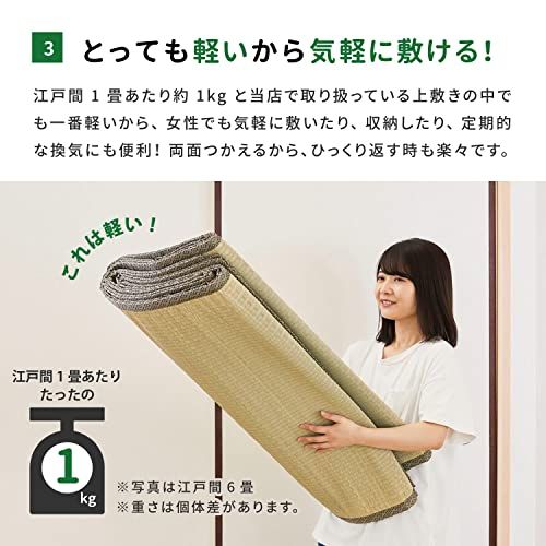 萩原 い草カーペット 上敷き 柳川 江戸間4.5畳 約261×261cm い草 ラグ お手頃上敷き 双目織 抗カビ 軽量 傷防止 日焼け防止ｍａ