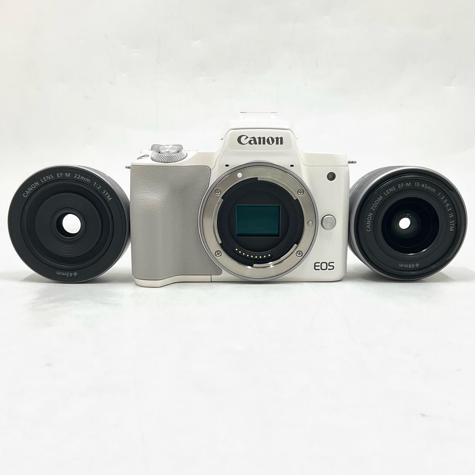 全額返金保証】【最速発送】Canon デジタル一眼 EOS kiss M ダブル 
