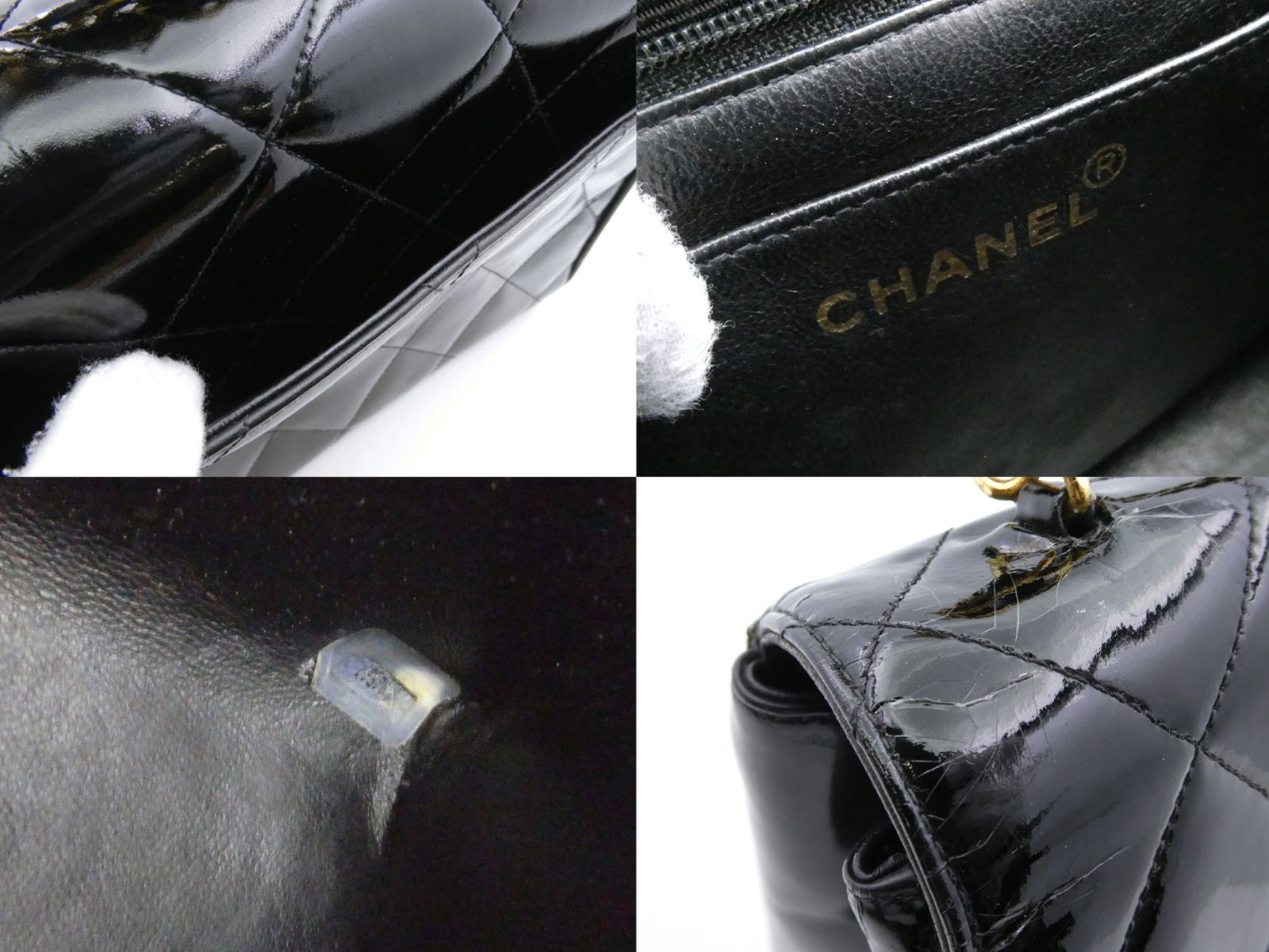 〇5915 CHANEL シャネル マトラッセ ココマーク ターンロック エナメル