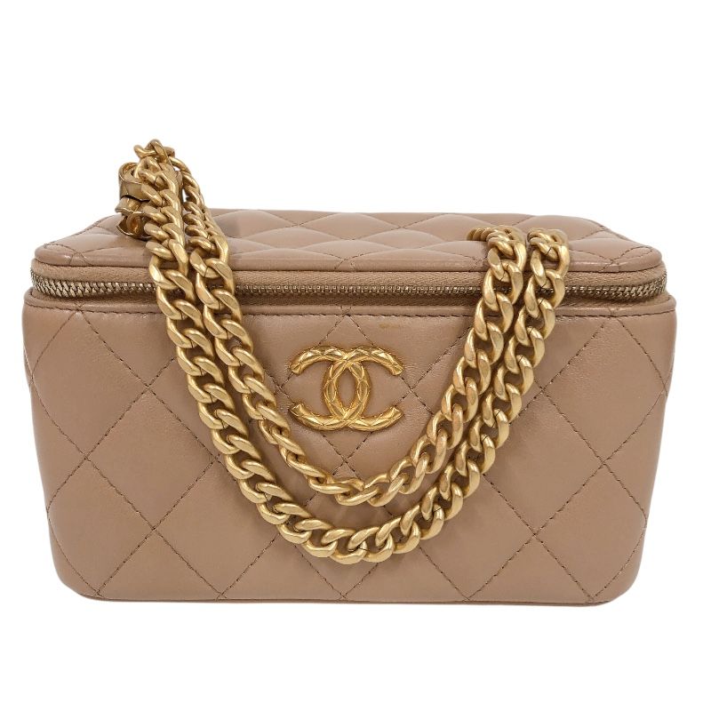 シャネル CHANEL マトラッセヴァニティケース AP3044 キャメル　ゴールド金具 ラムスキン レディース ショルダーバッグ