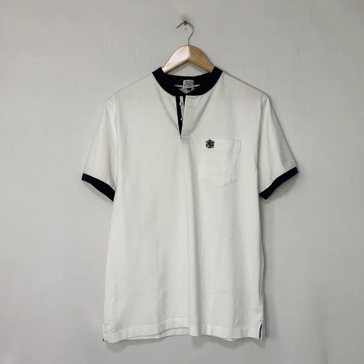 J.PRESS 白 ホワイト ネイビー ヘンリーネック 半袖 Tシャツ メンズ M ユニセックス