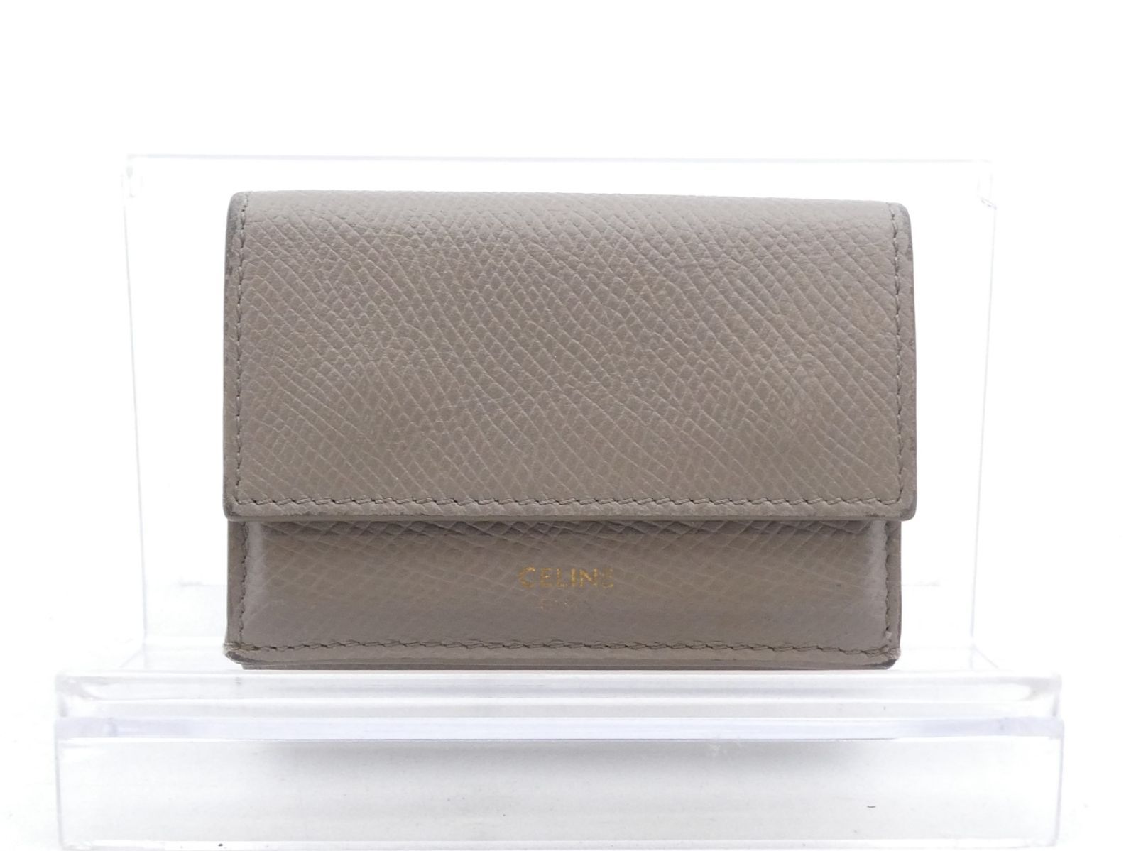〇6900　CELINE　セリーヌ　ロゴ　レザー　コンパクト　三つ折り　財布