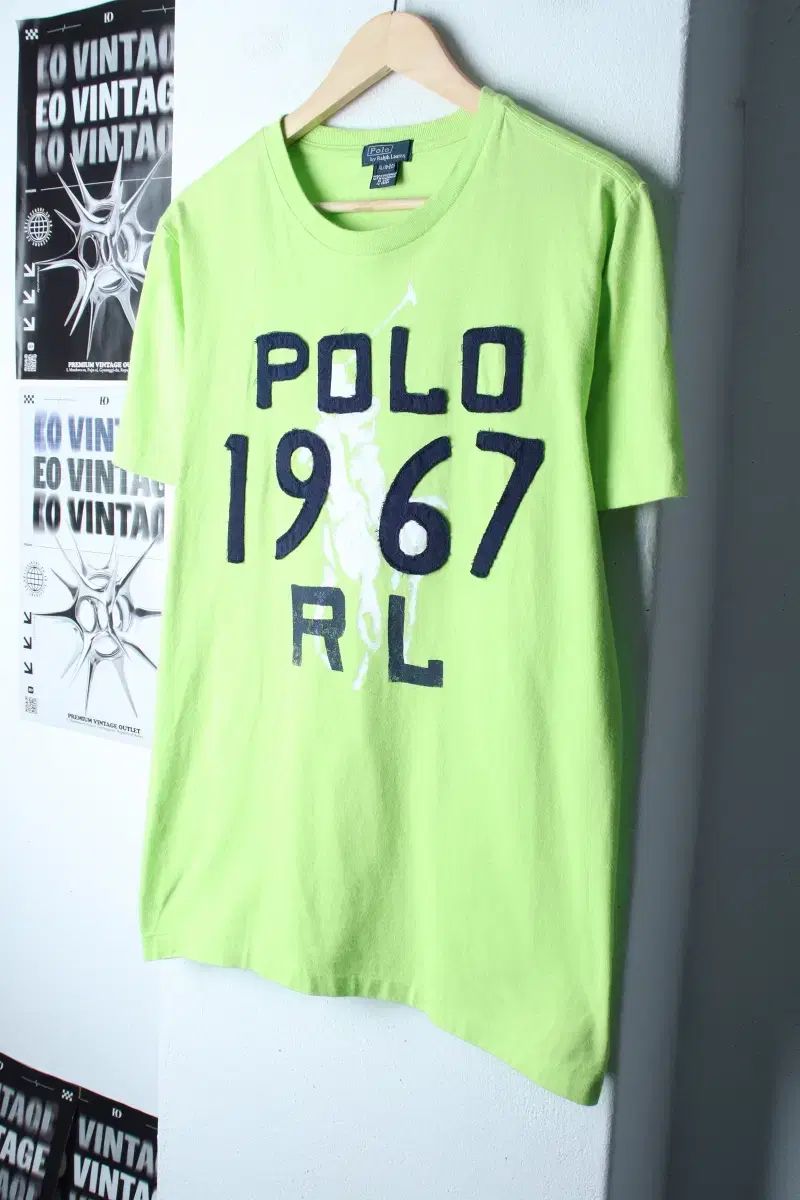 (L) ポロ ラルフローレン 半袖 Tシャツ ライトグリーン ビックポニー オールドスクール-7620