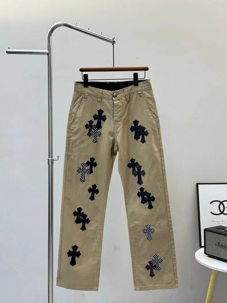 CHROME HEARTS クロムハーツ 限定モデル カーキ カモフラ チェッカーボード ポニー ヘア クロス パッチ デニム パンツ