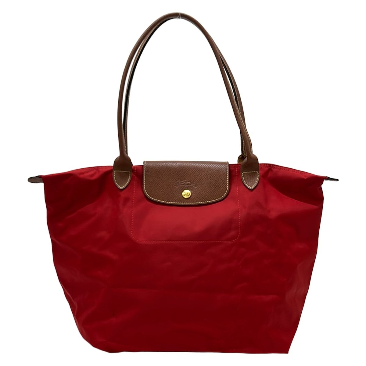 LONGCHAMP(ロンシャン) ショルダーバッグ ル・プリアージュオリジナル レッド×ダークブラウン 折りたたみ レザー