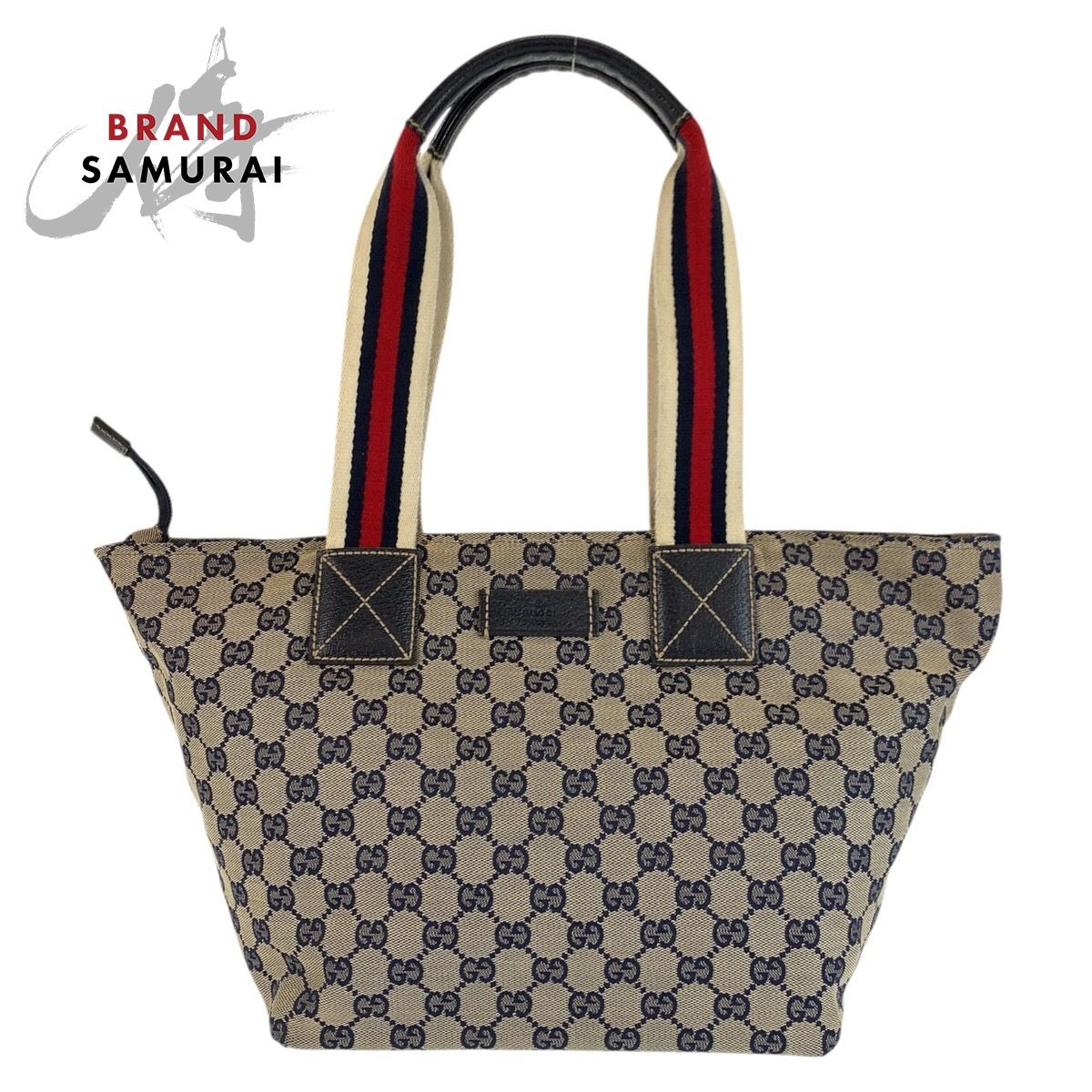 美品 GUCCI グッチ シェリーライン グレー ネイビー GGキャンバス 