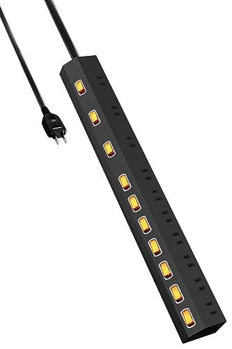 エレコム 電源タップ 雷ガード 10個口 個別スイッチ ホコリ防止シャッター付き スイングプラグ 2.5m ブラック ECT-1625BK送料無料 aed74525