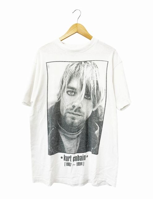 ヴィンテージ VINTAGE 90s NIRVANA KURT COBAIN MEMORIAL TEE EURO ニルヴァーナ カートコバーン メモリアル 追悼 Tシャツ バンド半袖 XL 白 ホワイト ブランド古着ベクトル中古260509