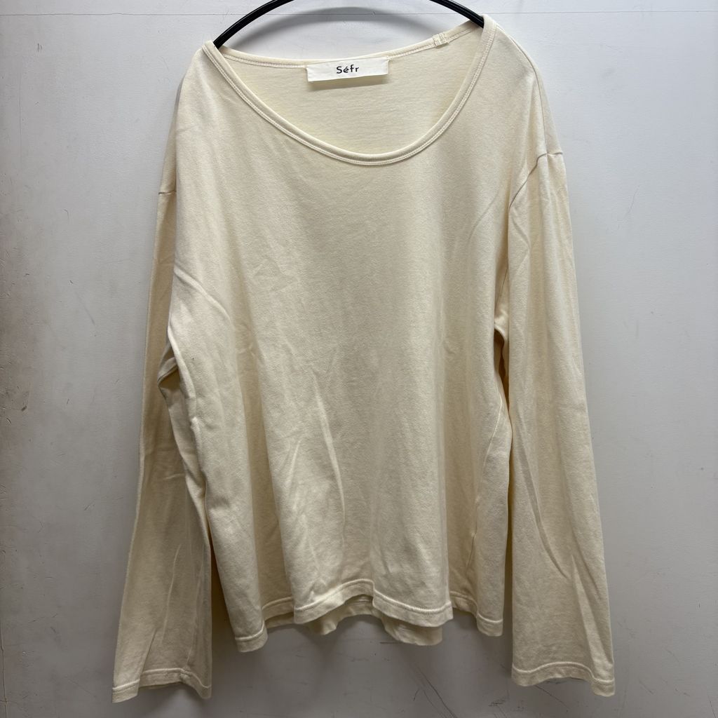 Sefr セファ Uneven Long Sleeve ロングTシャツ アイボリー size:M 