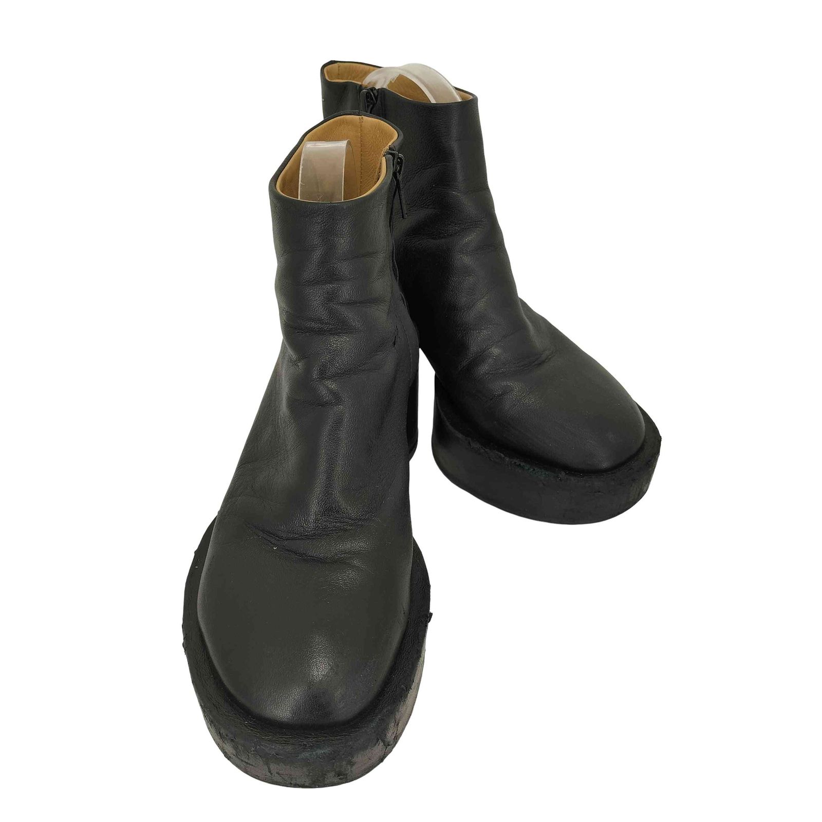 エムエムシックスメゾンマルジェラ MM6 Maison Margiela SAFFIANO LEATHER ANKLE BOOTS WITH PLATEAU レディース 37