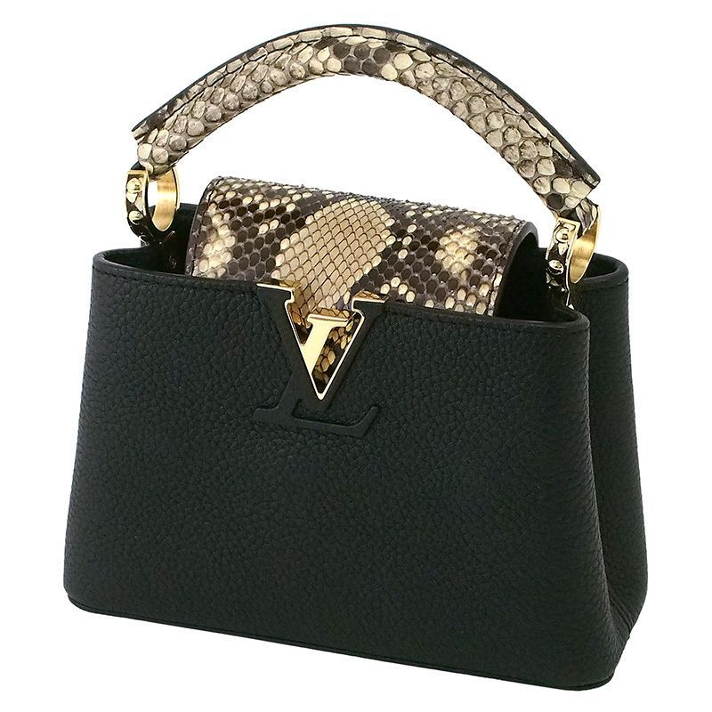 ルイ・ヴィトン LOUIS VUITTON カプシーヌ MINI 2WAY ハンドバッグ ショルダー トリヨンレザー/パイソン ノワール N96467