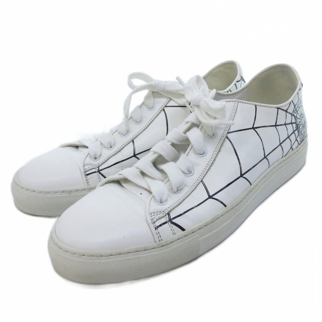 ディースクエアード DSQUARED2 美品 スパイダーウェブ レザー スニーカー ローカット ホワイト 43 /HW IBO95