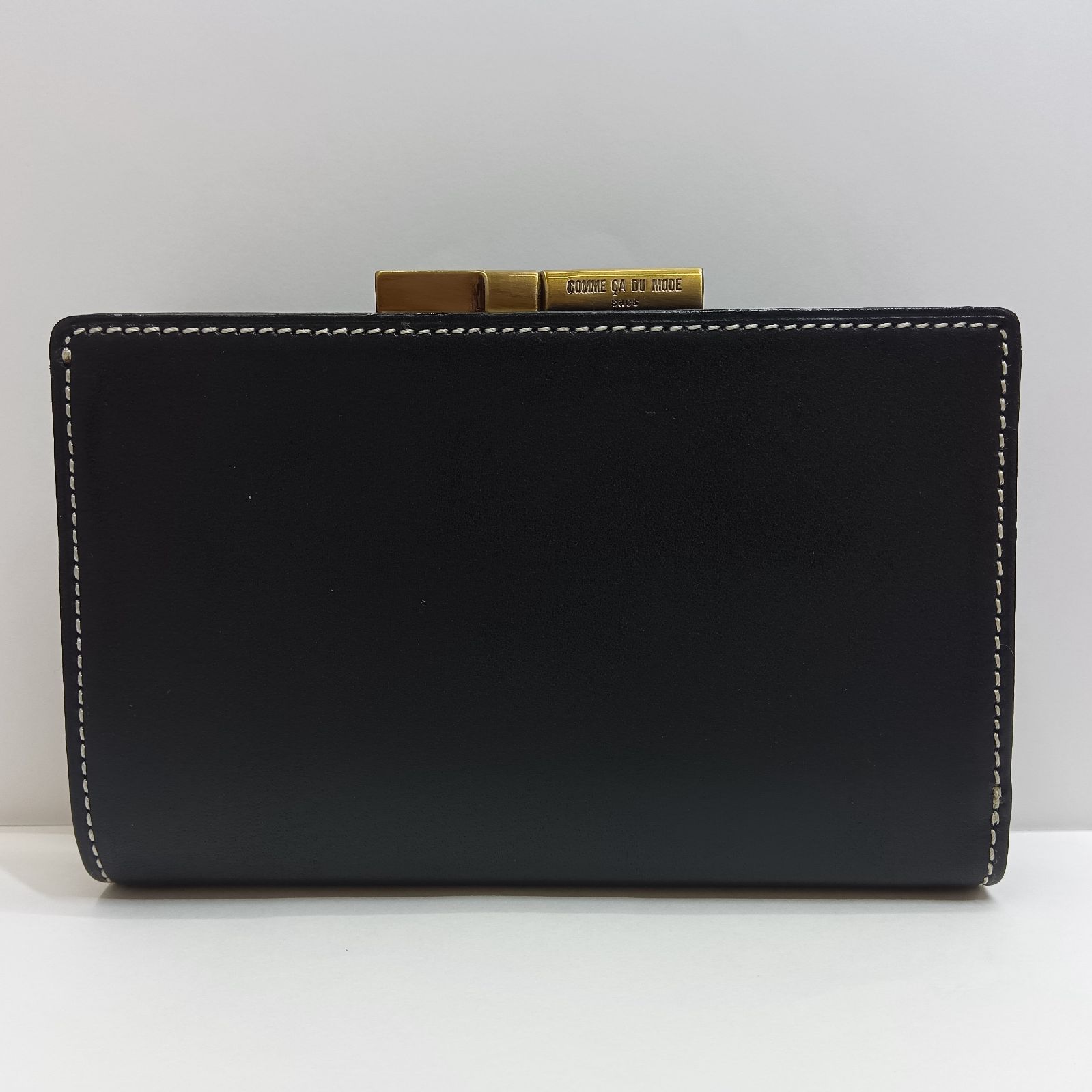 未使用品 ? COMME CA DU MODE SACS ☆コムサデモード 二つ折り牛革 黒 