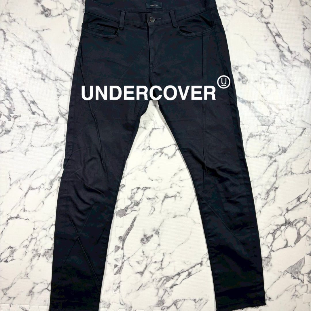 美品/エンボスカット加工/ストレッチ素材●undercover アンダーカバー UCR4507 黒 ブラック スキニー パンツ 日本製 3(M位) 春夏 やや薄手