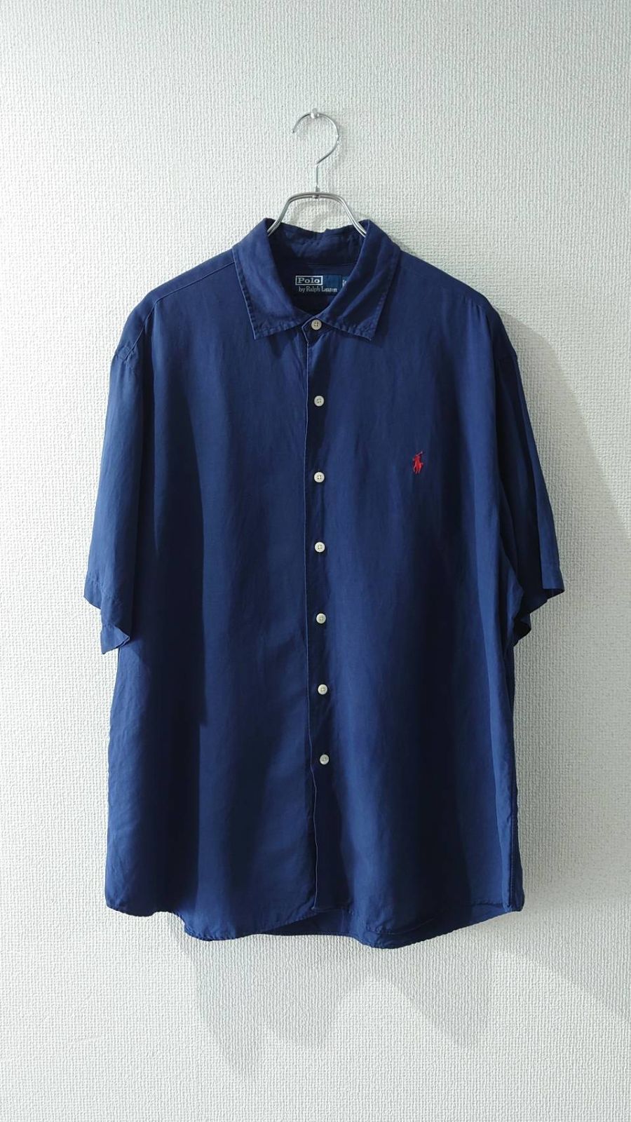 90’s Polo by Ralph Lauren “Linen×Silk” Short-sleeve flat collar shirt XXL