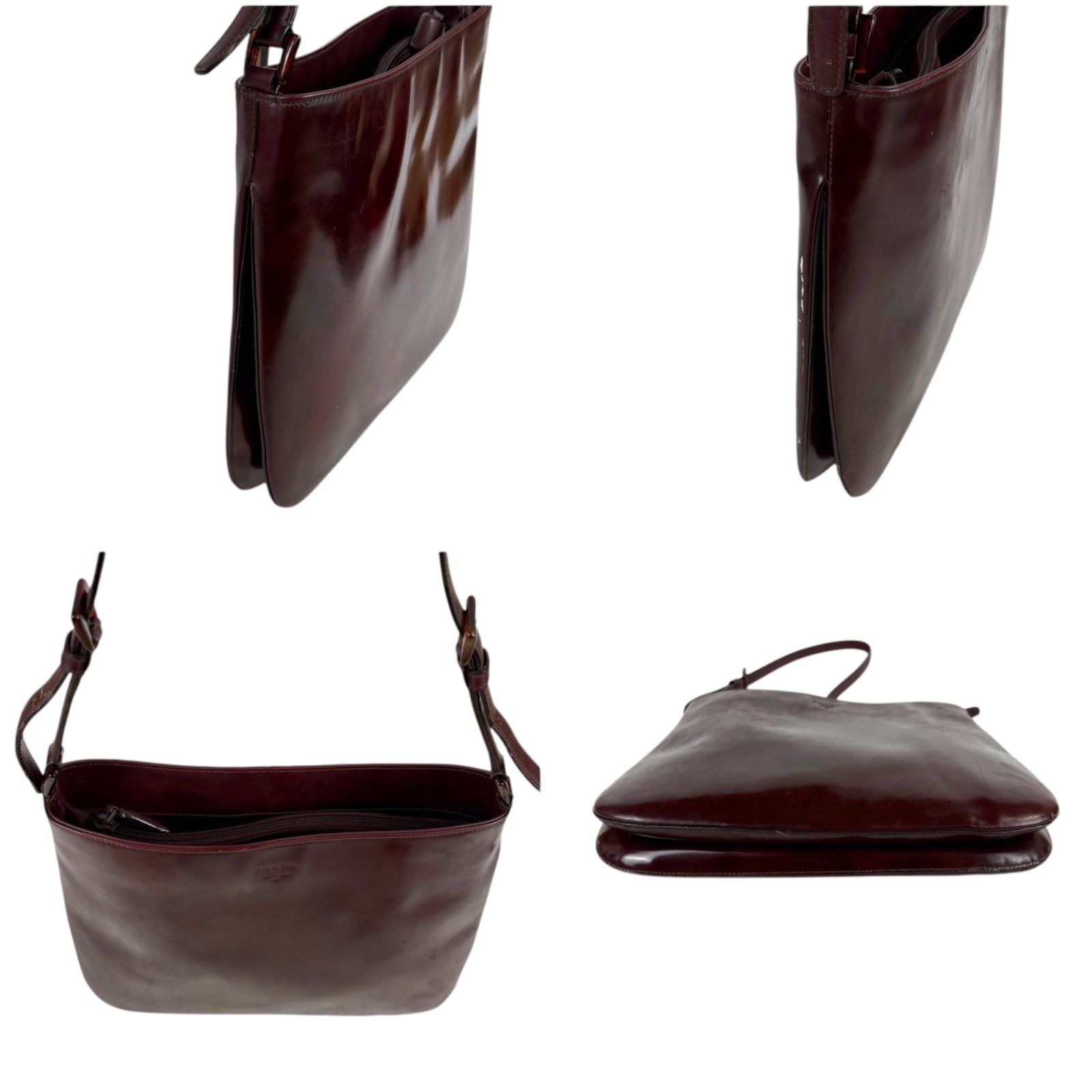プラダ PRADA ミラーカーフレザー ワンショルダーバッグ ボルドー 型