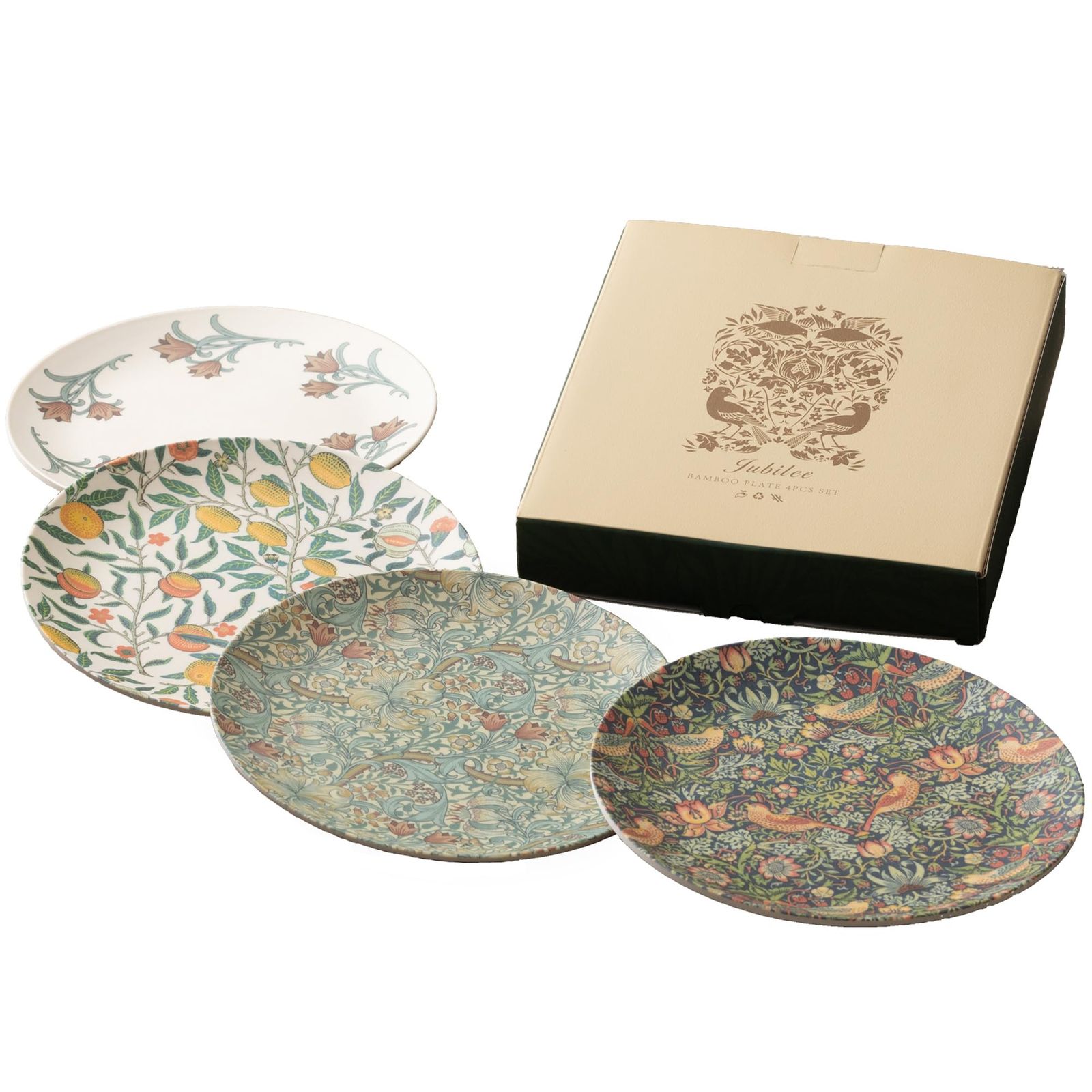 Jubilee ジュビリー エコバンブー平皿 4枚セット バンブープレート 20cm ギフトボックス William Morris Ama