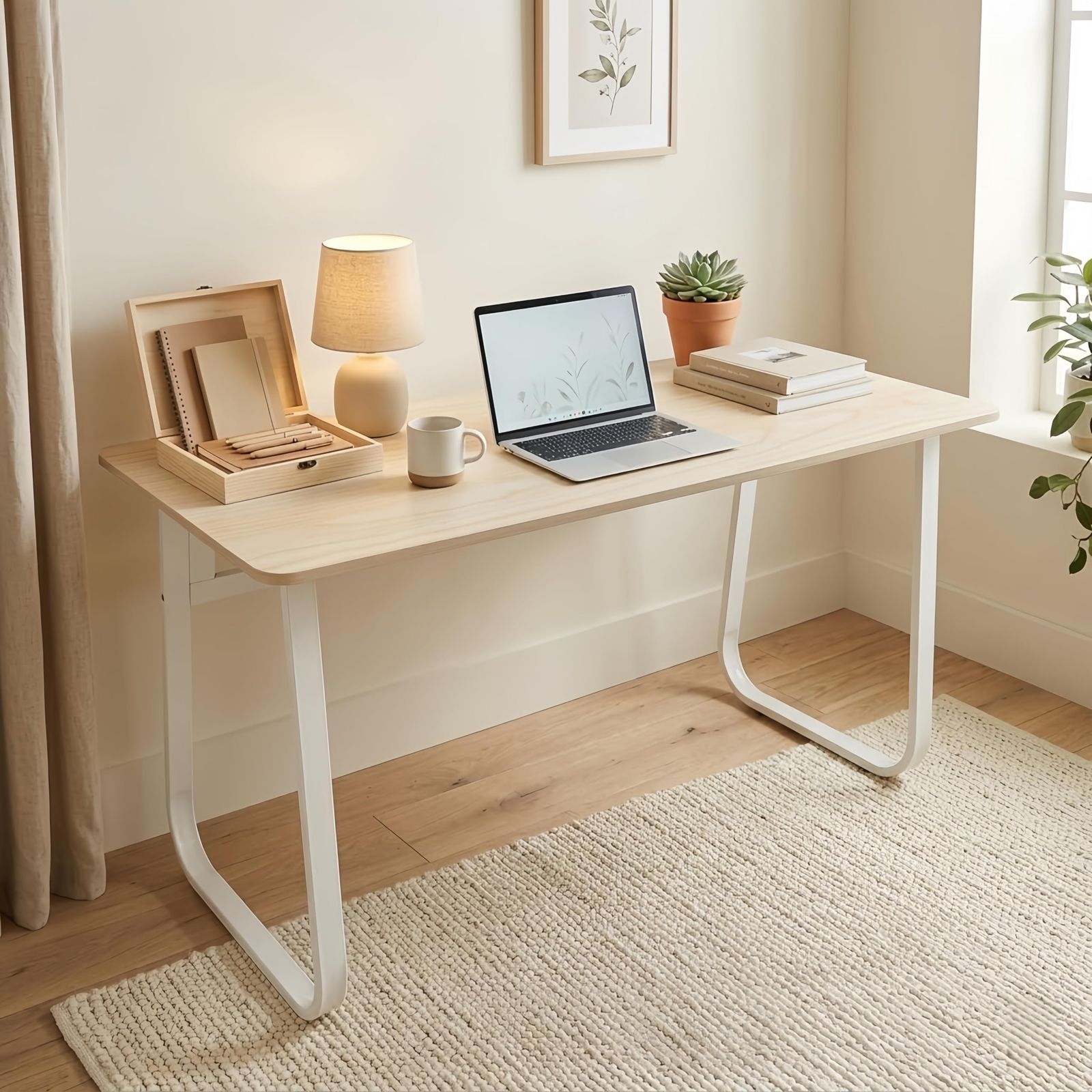 パソコンデスク 幅100×奥行60cm 木目調 シンプル PC作業台 学習机 在宅ワーク 省スペース ナチュラルma