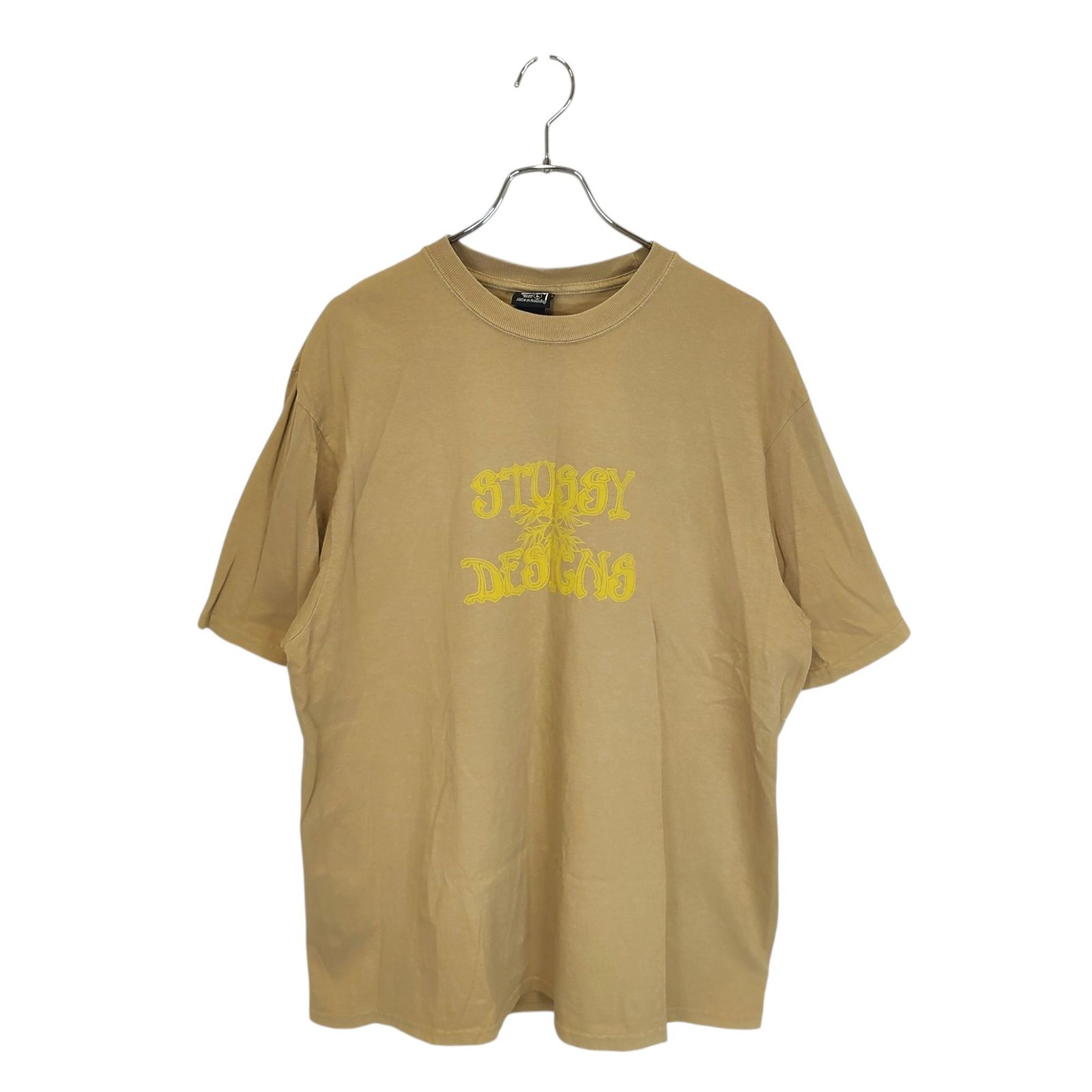STUSSY ステューシー WES PALMS TEE PIGMENT DYED 半袖 Tシャツ L ベージュ系×イエロー メンズ