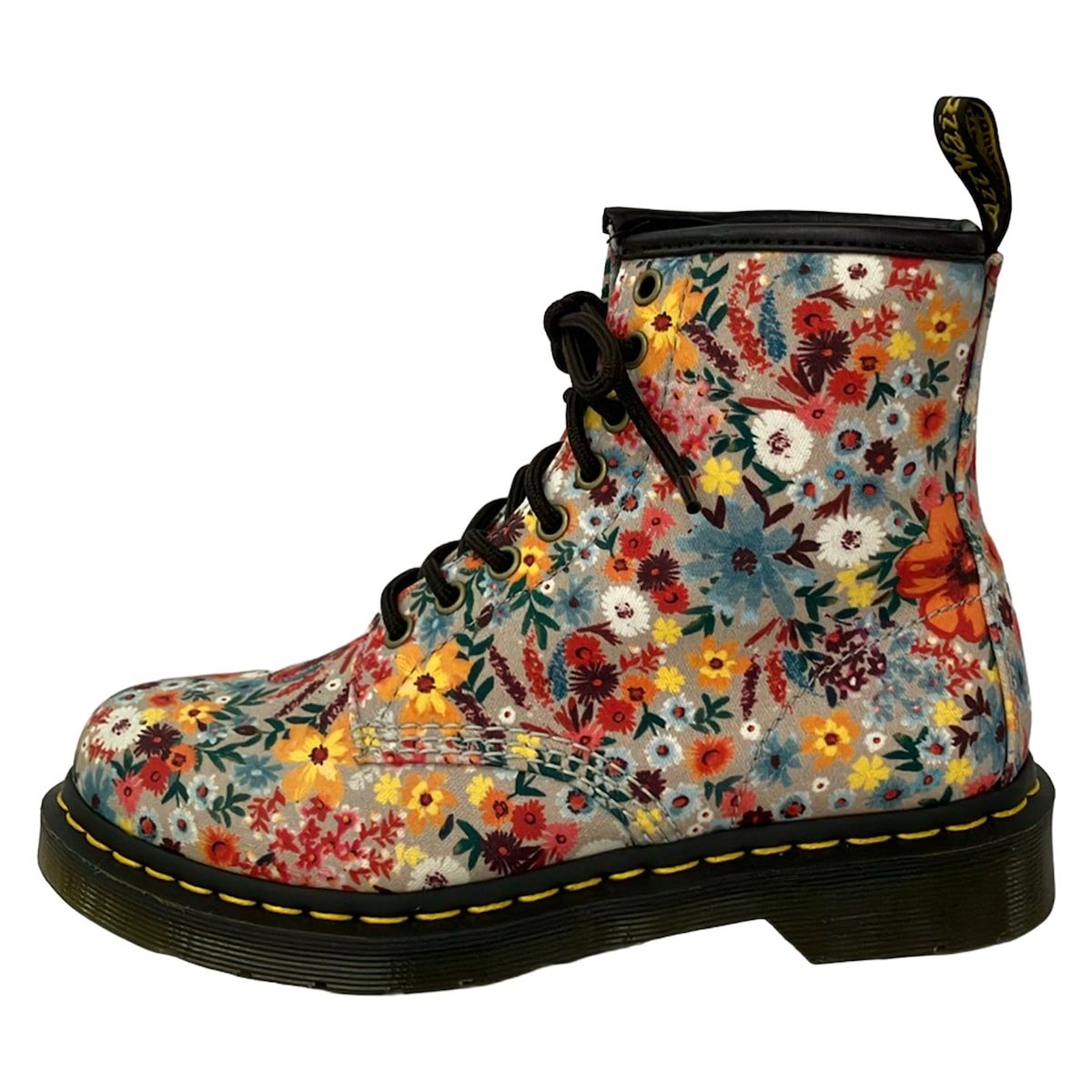 Dr.Martens(ドクターマーチン) ショートブーツ UK 5 レディース - ベージュ×オレンジ×マルチ 花柄