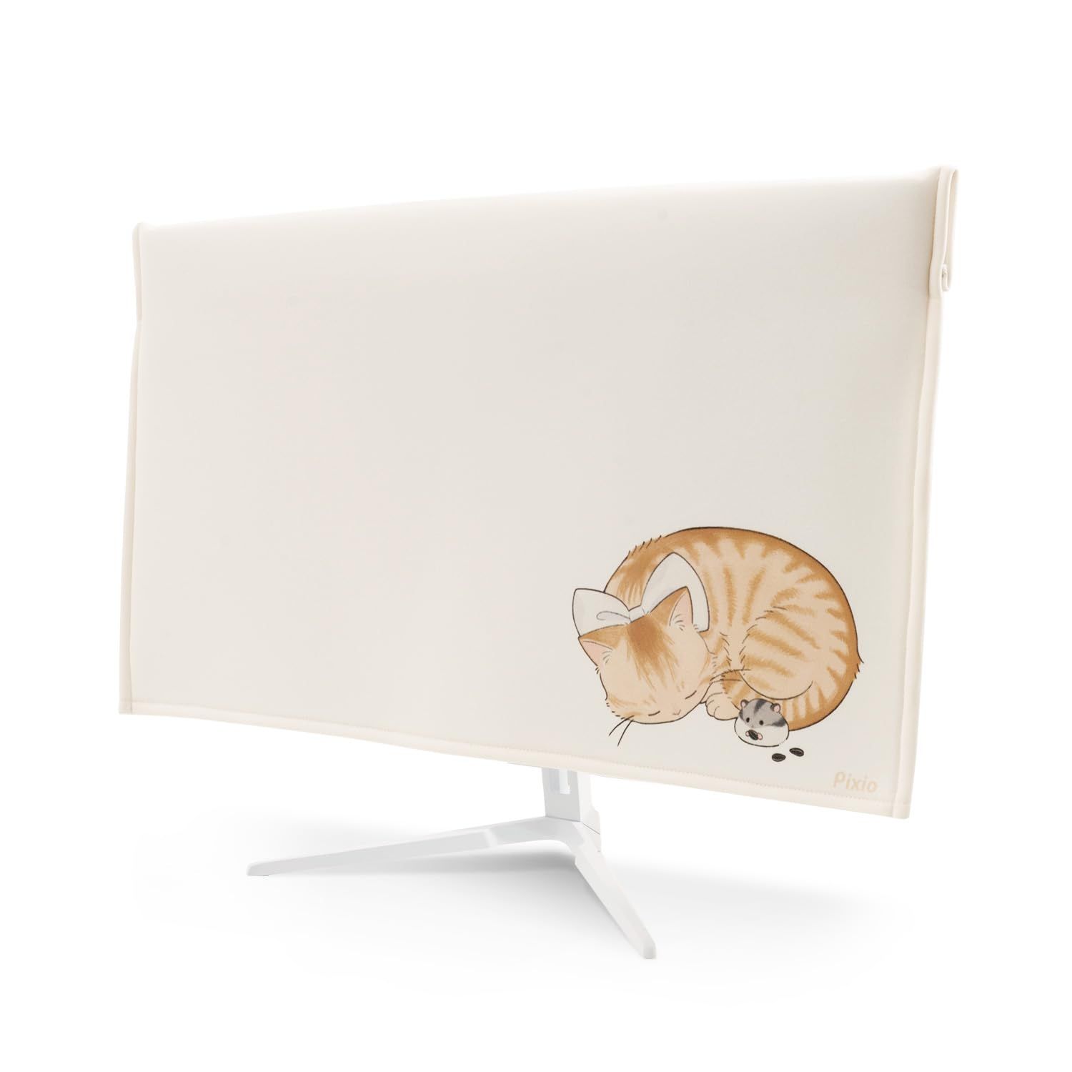Pixio ピクシオ モニターカバー 布 かわいい 猫とハムスター PC ディスプレイ カバー 23.8インチ 24インチ 27インチ 画面 液晶 保護 傷 防止e 461bf8ff