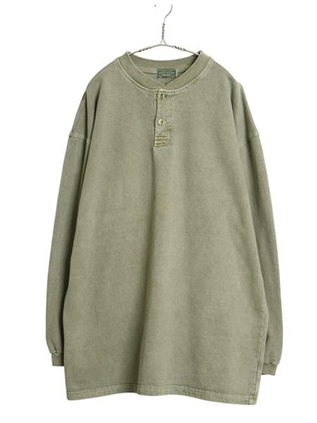 90s USA製 ヘンリーネック スウェット メンズ XL オールド プルオーバー 裏起毛 トレーナー カットソー タイプ 無地 大きいサイズ ゆったり