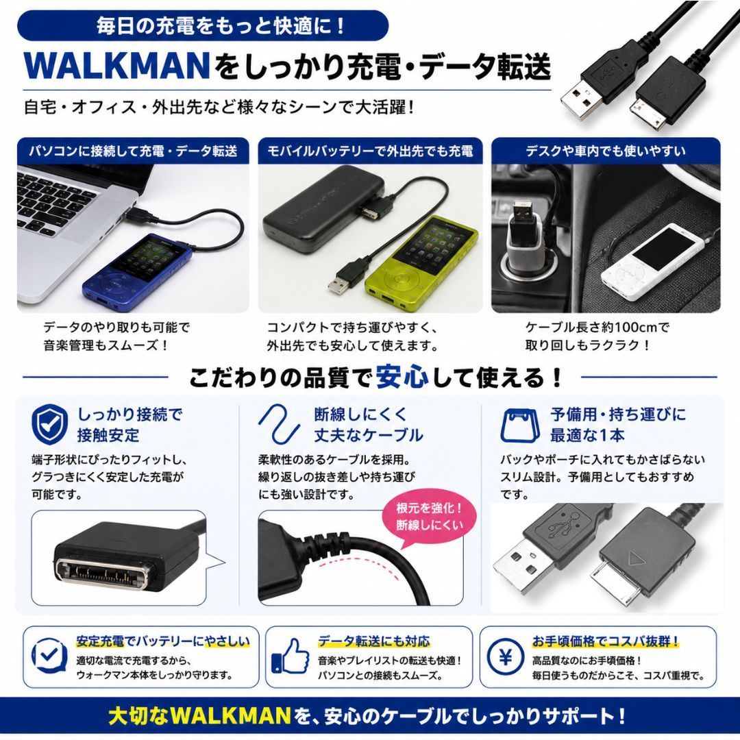 ソニー ウォークマン 充電器 ケーブル WMC-NW20MU 互換 NW-シリーズ