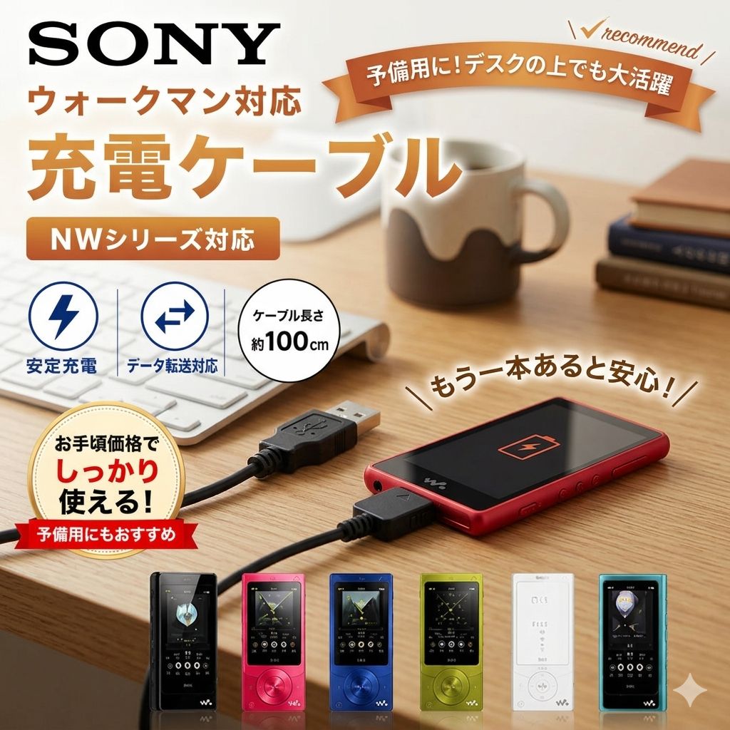 ソニー ウォークマン 充電器 ケーブル WMC-NW20MU 互換 NW-シリーズ ソニー ウォークマン 充電器 ケーブル WMC-NW20MU 互換 NW-シリーズ