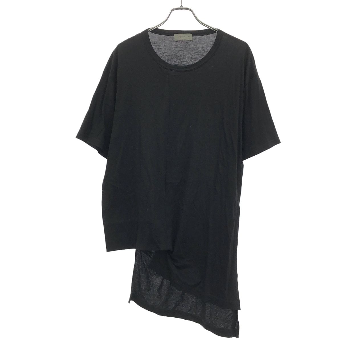 Yohji Yamamoto POUR HOMME ヨウジヤマモト プールオム 25AW コットンカシミヤアシンメトリーTシャツ HL-T31-071 ブラック 3