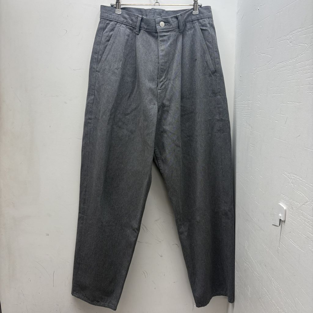 Graphpaper グラフペーパー 22AW Colorfast Denim Two Tuck Tapered ワイドデニムパンツ GU223-40042B グレー size:1【中目黒B05】