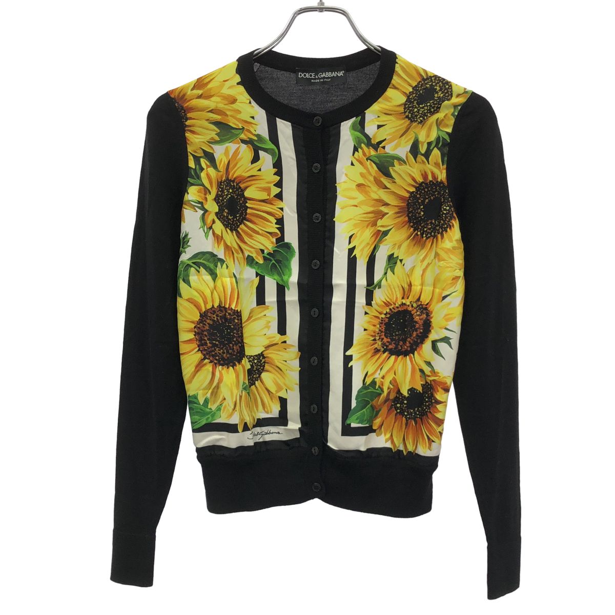 DOLCE&GABBANA ドルチェ＆ガッバーナ シルクサンフラワー カーディガン FX451T/JAMB3 ブラック イエロー 36