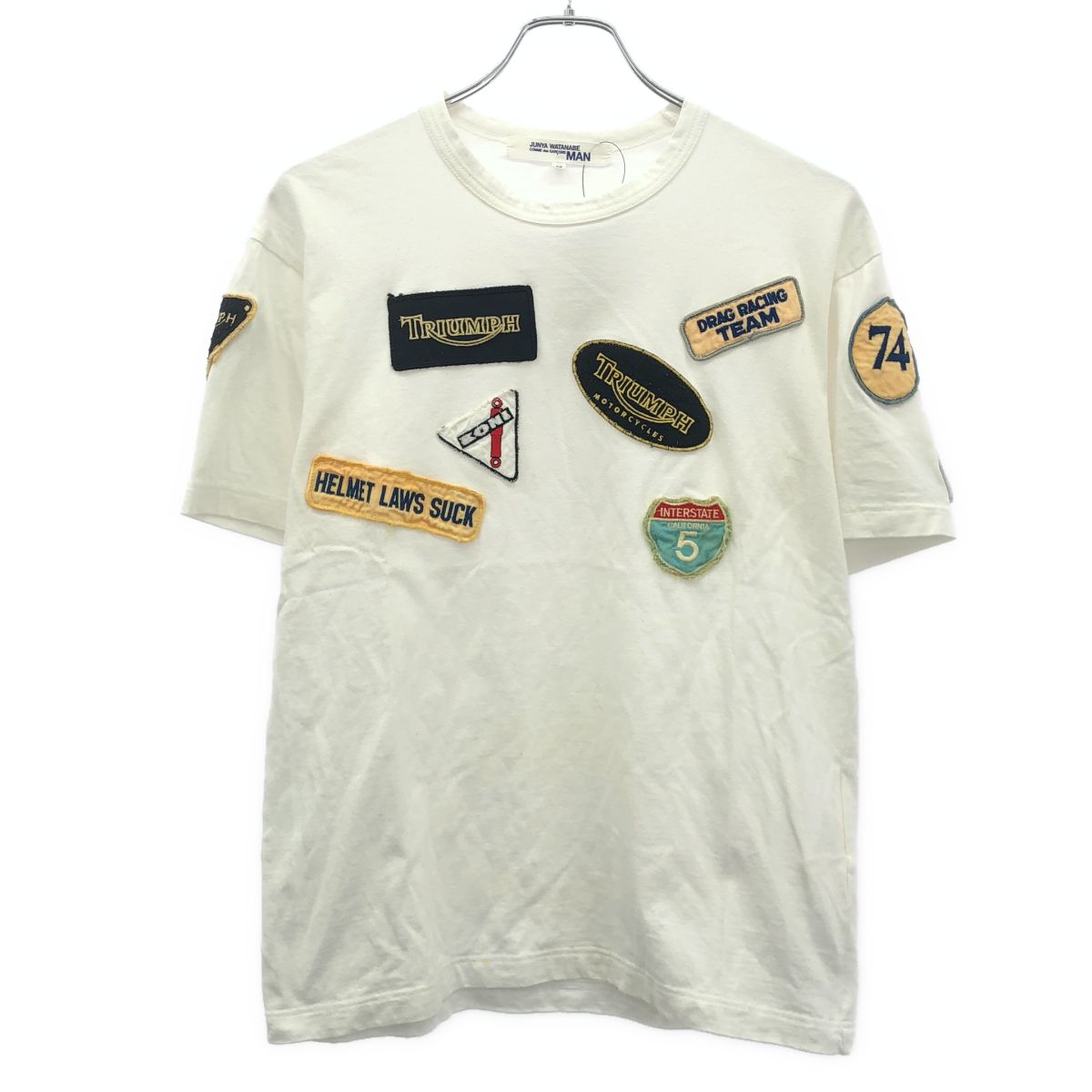JUNYA WATANABE COMME des GARCONS MAN ジュンヤワタナベ コムデギャルソンマン 2003SS ワッペンデザインTシャツ WI-T054 ホワイト M