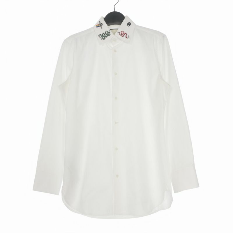 グッチ GUCCI 19AW シンボルズ カラーエンブロイダリー スネークシャツ 長袖 15 ホワイト 白 523500 国内正規
