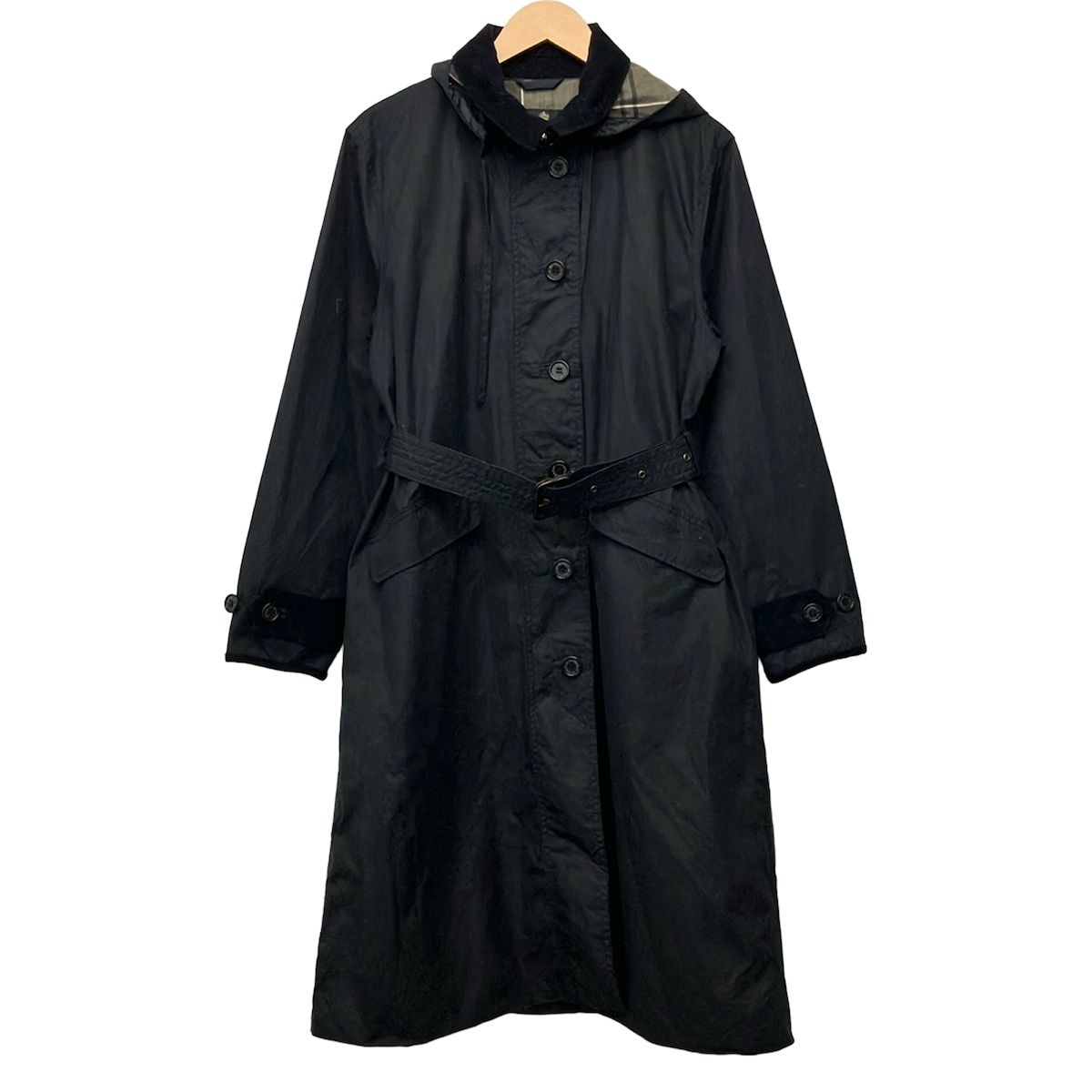 Barbour(バーブァー) コート サイズ38 M レディース美品 - 黒 長袖/ジップアップ/フード着脱可/秋