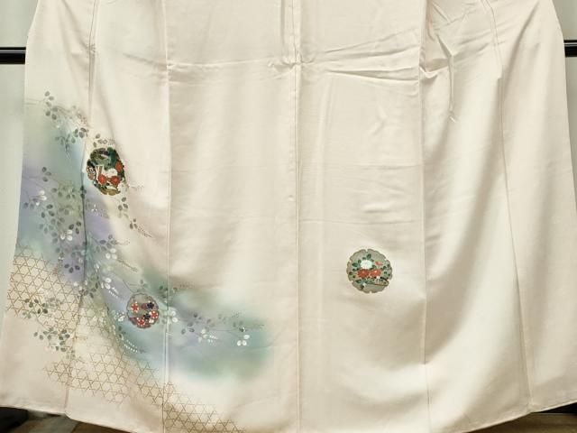 平和屋着物●訪問着　雪輪花文　暈し染め　金銀彩　正絹　逸品　BAAW5028hj 平和屋着物□訪問着 雪輪枝花文 暈し染め 金銀彩 正絹 逸品 CABF6626ou