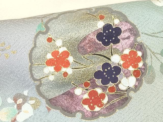 平和屋着物●訪問着　雪輪花文　暈し染め　金銀彩　正絹　逸品　BAAW5028hj 平和屋着物□訪問着 雪輪枝花文 暈し染め 金銀彩 正絹 逸品 CABF6626ou