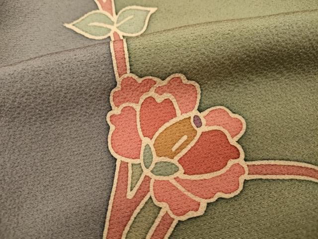 平和屋着物●上質な色無地　観世栄夫　花唐草地紋　桃色　正絹　逸品　未使用　CABD0392ut 平和屋着物○上質な色無地 観世栄夫 花唐草地紋 桃色 正絹 逸品 未使用