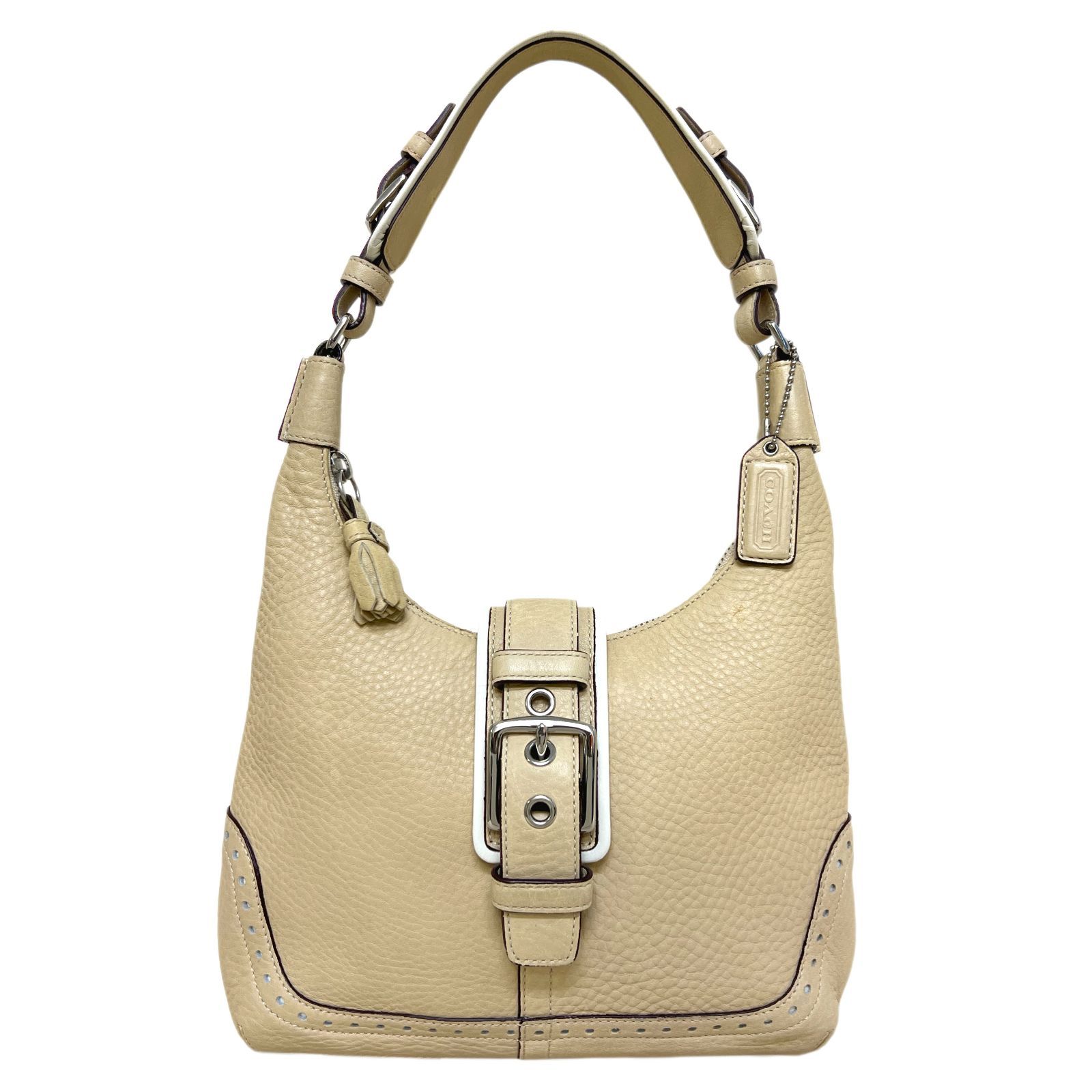 COACH　コーチ　バッグ　SOHO　ワンショルダー　肩掛け　レザー　セミショルダー　ベージュ