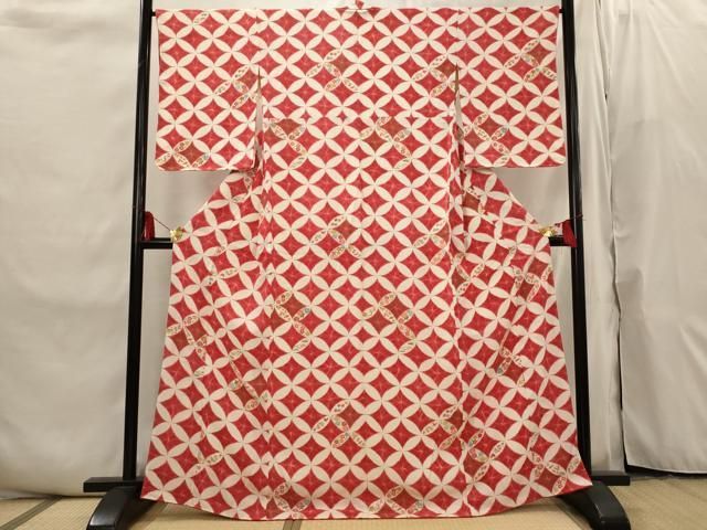 平和屋着物■上質な小紋　七宝花文　金彩　正絹　逸品　AABI6526st