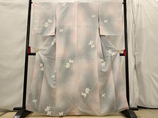 平和屋着物■上質な小紋　舞花文　暈し染め　正絹　逸品　未使用　AABI6535st