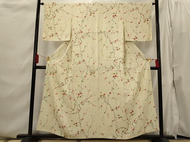 平和屋着物■上質な小紋　絞り　枝花文　正絹　逸品　AABI6539st