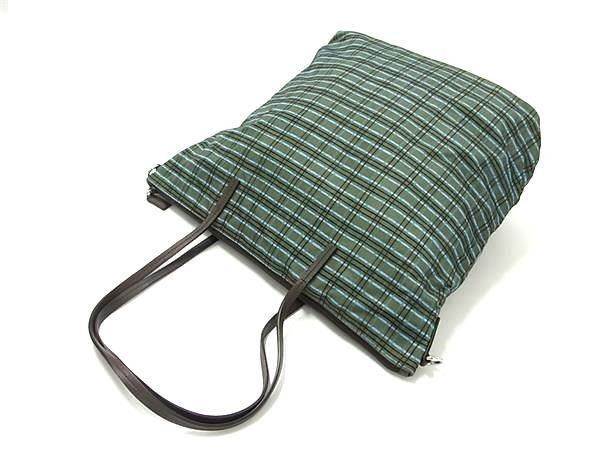 PRADA プラダ ショルダーバッグ トライアングルロゴ 1BG189 グリーン系×ブラウン系 テスートナイロン ユニセックス チェック柄 2WAY ハンドバッグ 三角ロゴ 美品 PRADA プラダ ショルダーバッグ トライアングルロゴ 1BG189 グリーン系